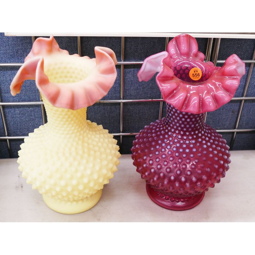 2pc Fenton Glass Vases- 11''