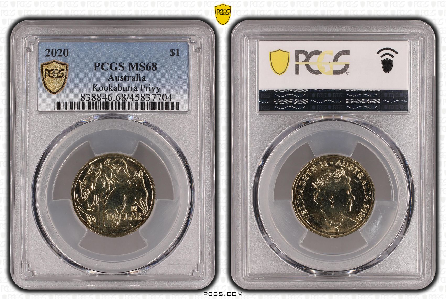 284 · Kookaburra Privy CuAl, POP 17/0, One Dollar, 2020, PCGS MS68
