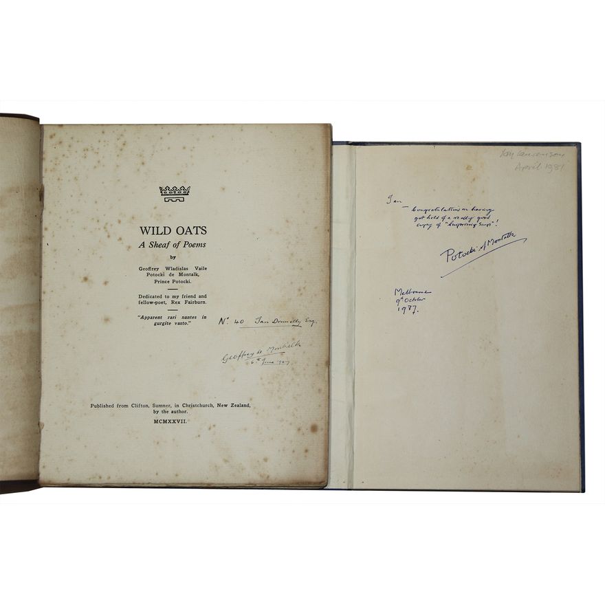 De MONTALK GEOFFREY WLADISLAS VAILE POTOCKI [2 titles] - Wild Oats: A Sheaf of Poems.