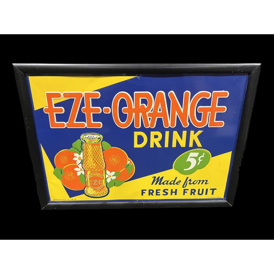 Wow Eze Orange Drink Tin Metal Soda Sign Made From Fresh Fruit