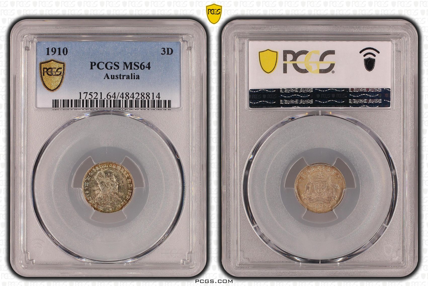 Threepence, 1910, PCGS MS 64