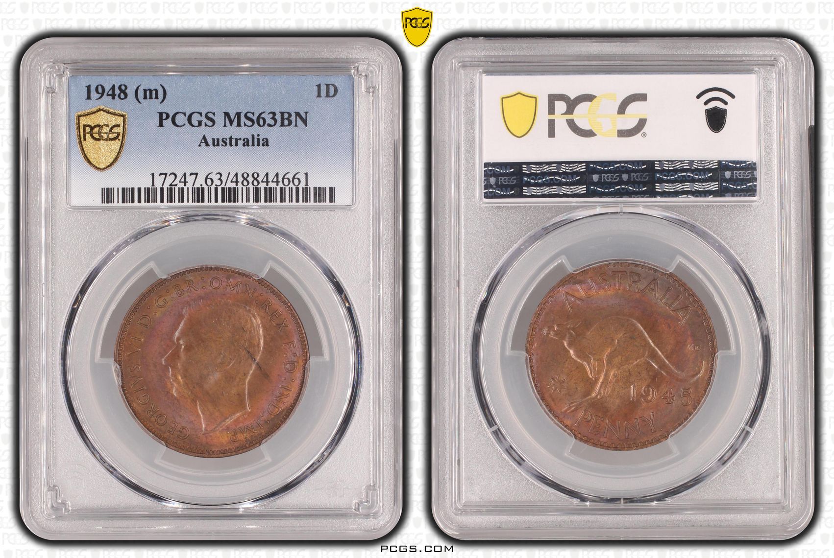 George VI, Penny, 1948, PCGS MS63BN
