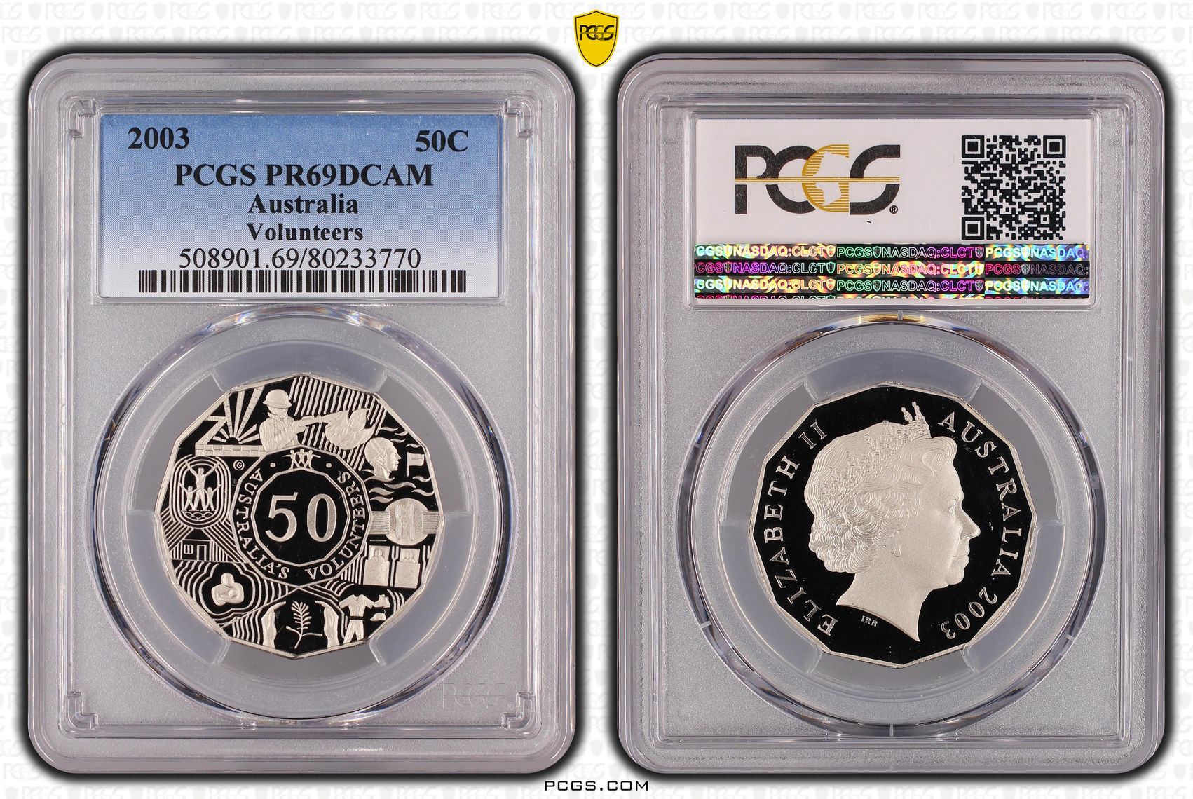 Elizabeth II, Volunteers , Fifty Cent, 2003, PCGS PR69DCAM