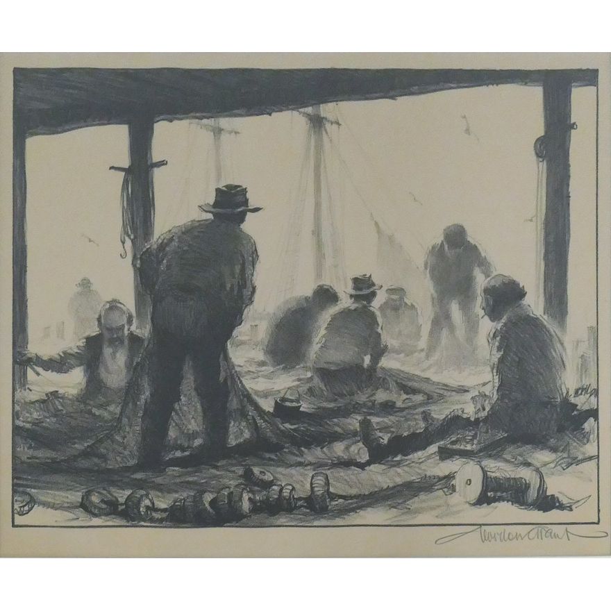 Gordon Grant ''Net Menders'' Signed Lithograph Matted 16''x20'' - AAA print