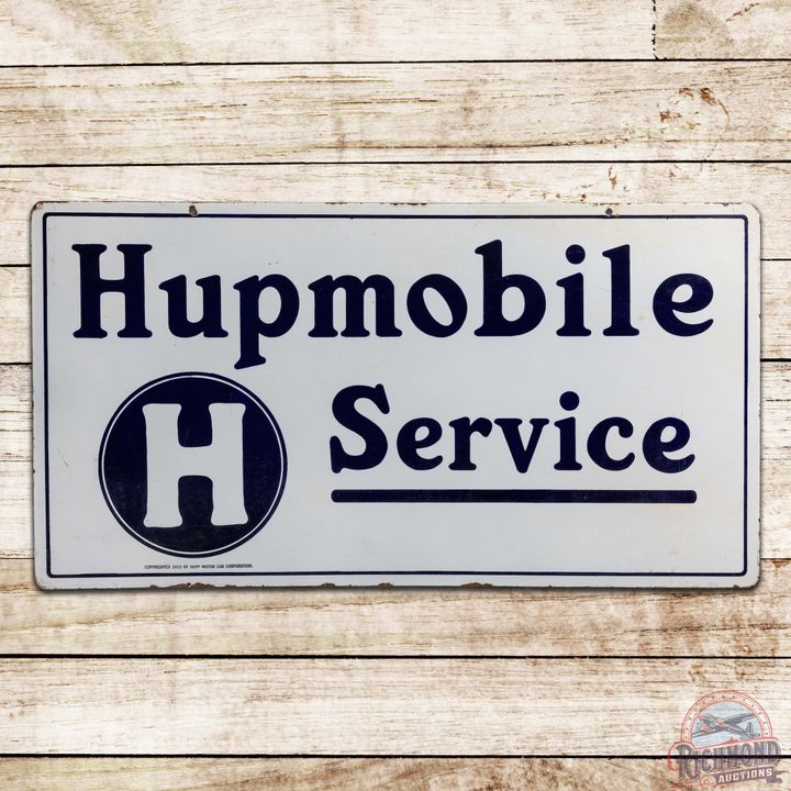 Hupmobile Service Double Sided Porcelain Sign w/ Logo