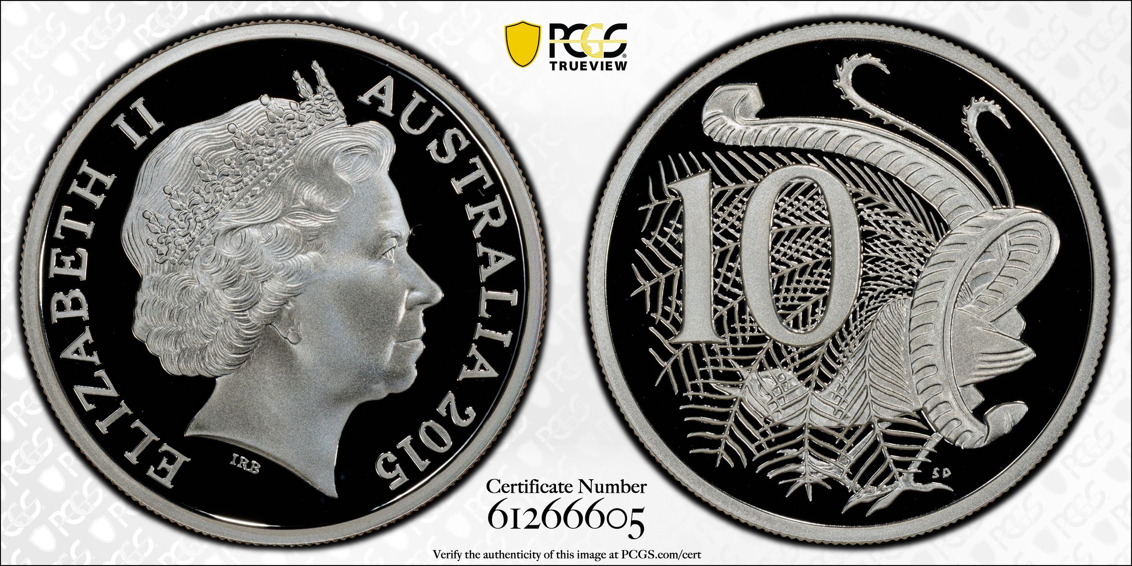 Silver, POP 5/0, Ten Cent, 2015, PCGS PR70DCAM