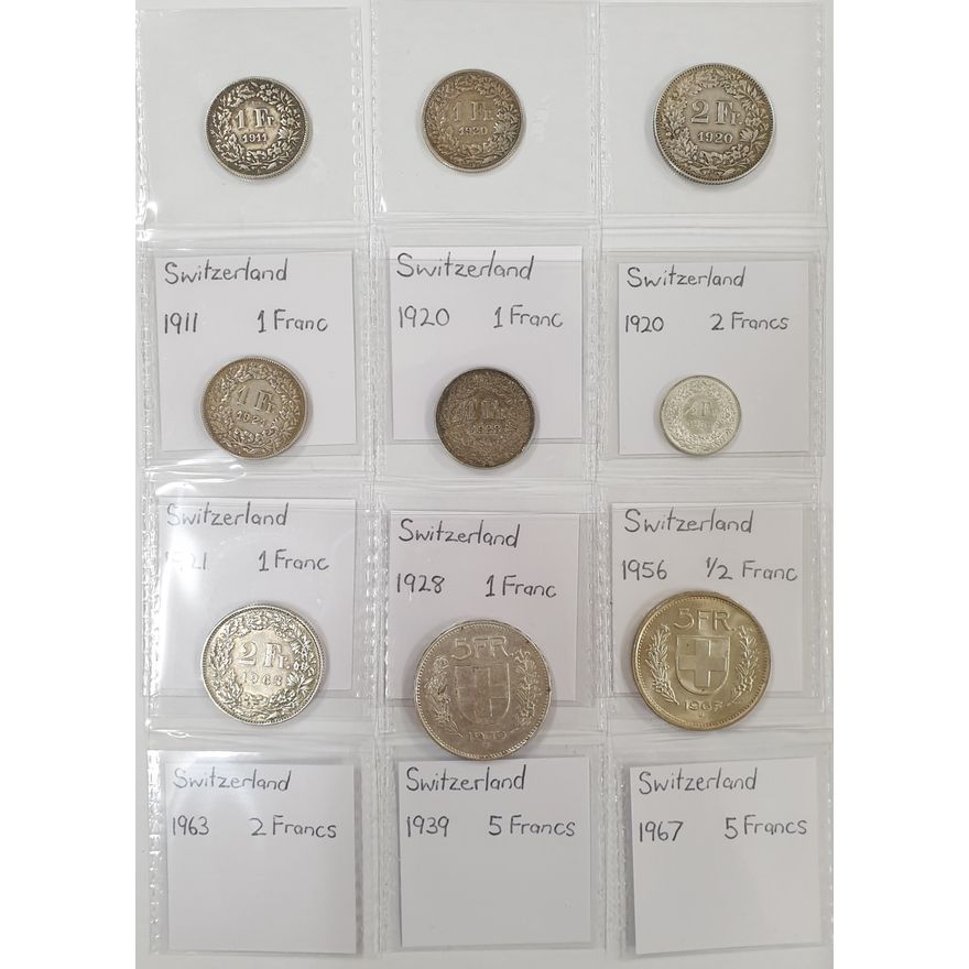 Silver Swiss Coins (x9)