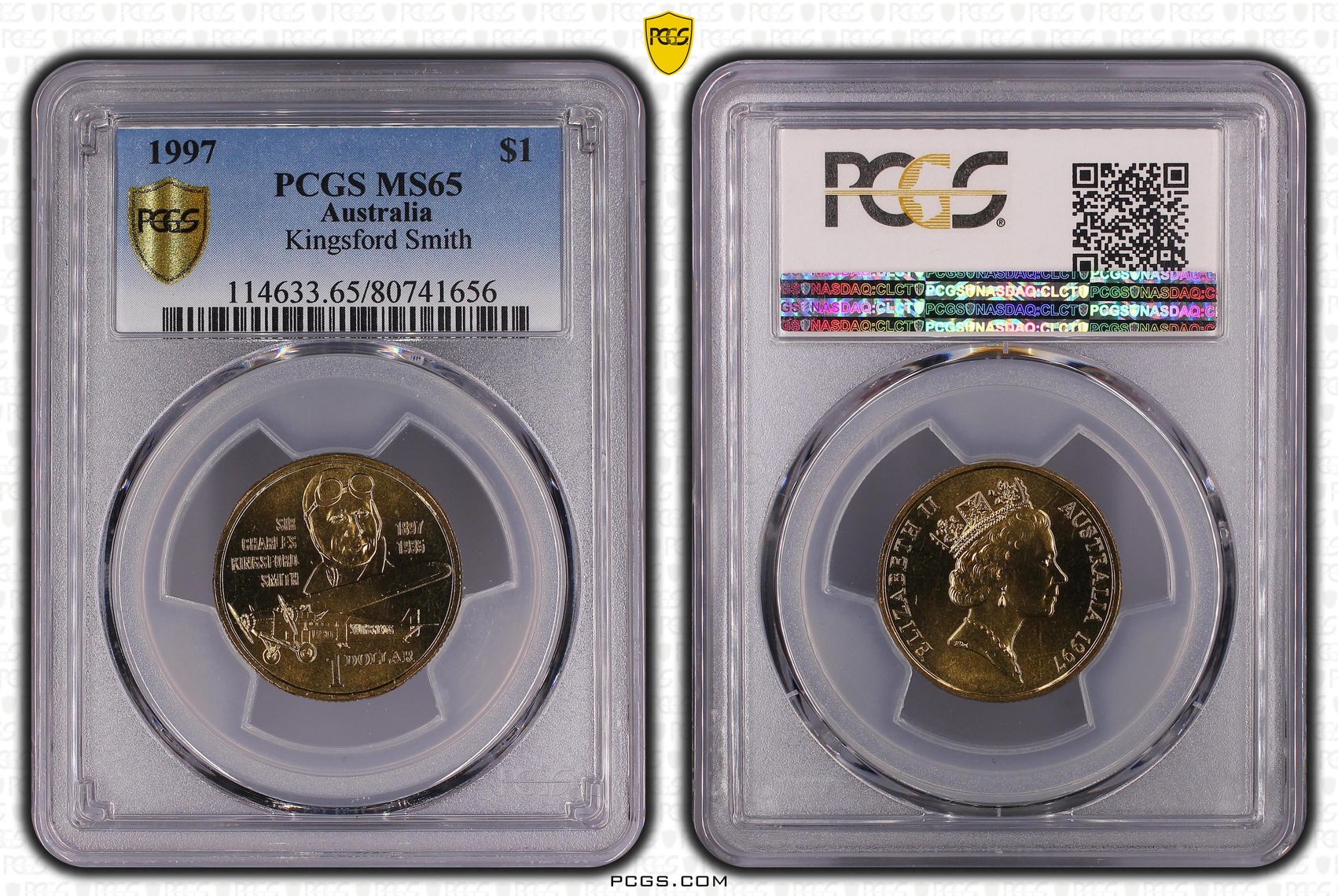 Elizabeth II, Kingsford Smith, One Dollar, 1997, PCGS MS65