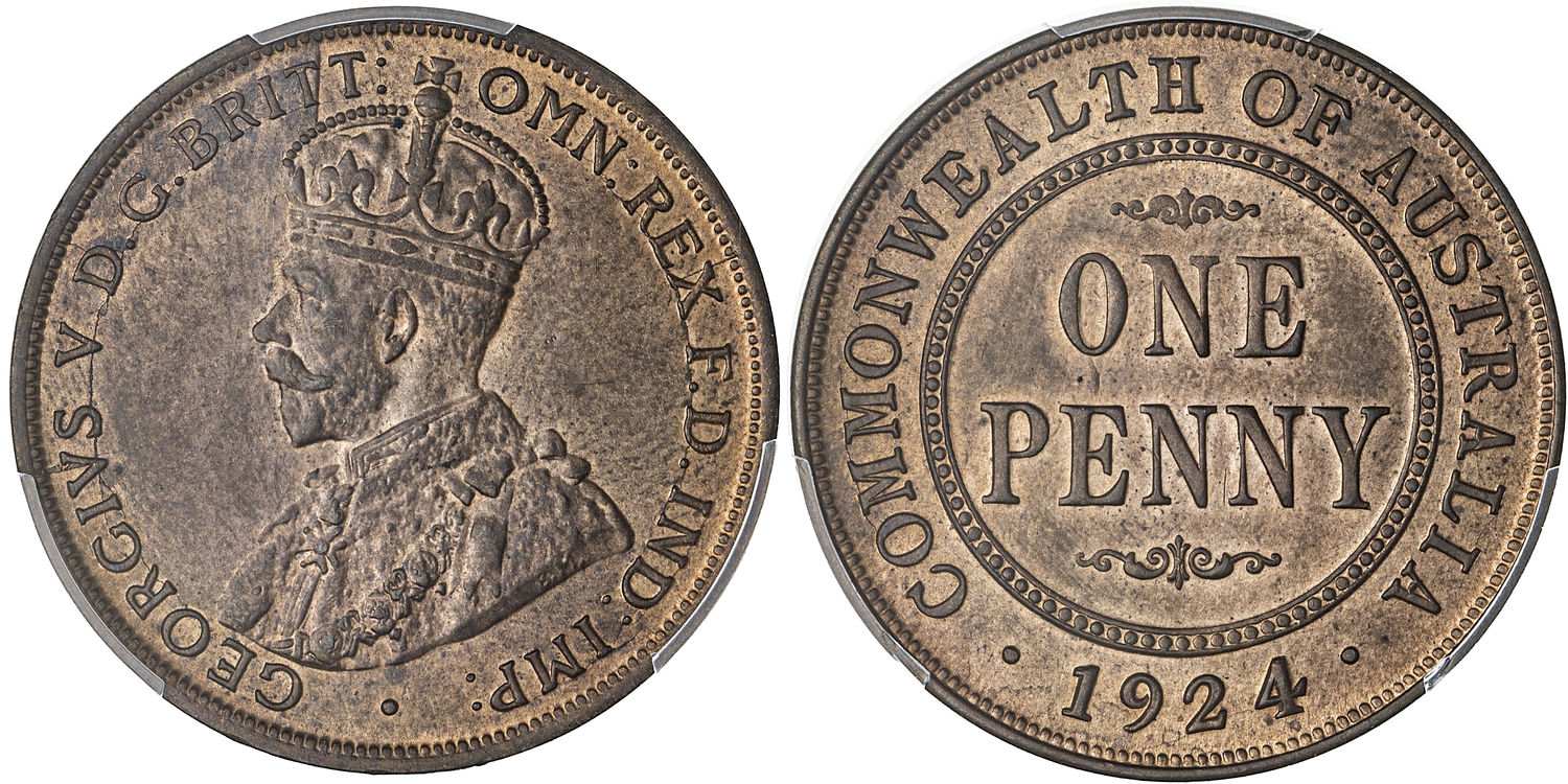 George V, Penny, 1924, PCGS MS64RB