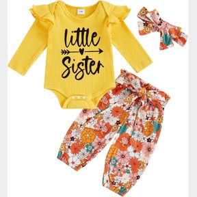 NEWBORN INFANT BABY GIRL CLOTHES LONG SLEEVE ROMPER BODYSUIT FLORAL BELL BOTTOMS PANTS FALL WINTER OUTFIT CLOTHING SZ 12-18 MONTHS