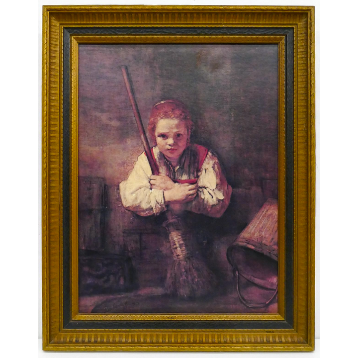 Rembrandt "A Girl with Broom" Art Print Framed