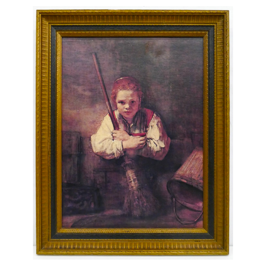 Rembrandt "A Girl with Broom" Art Print Framed