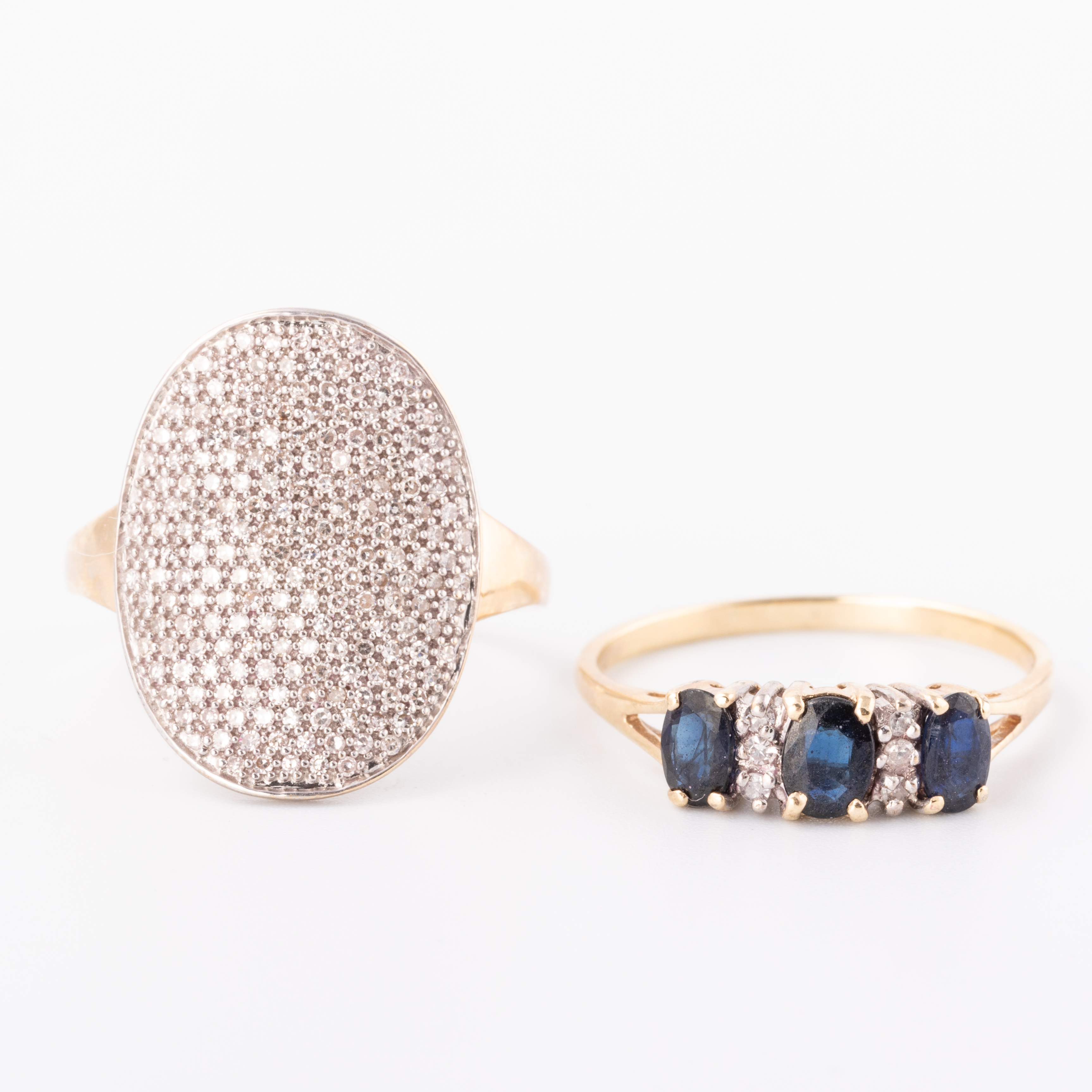 Two 9ct Gold Rings with Diamonds & Sapphires