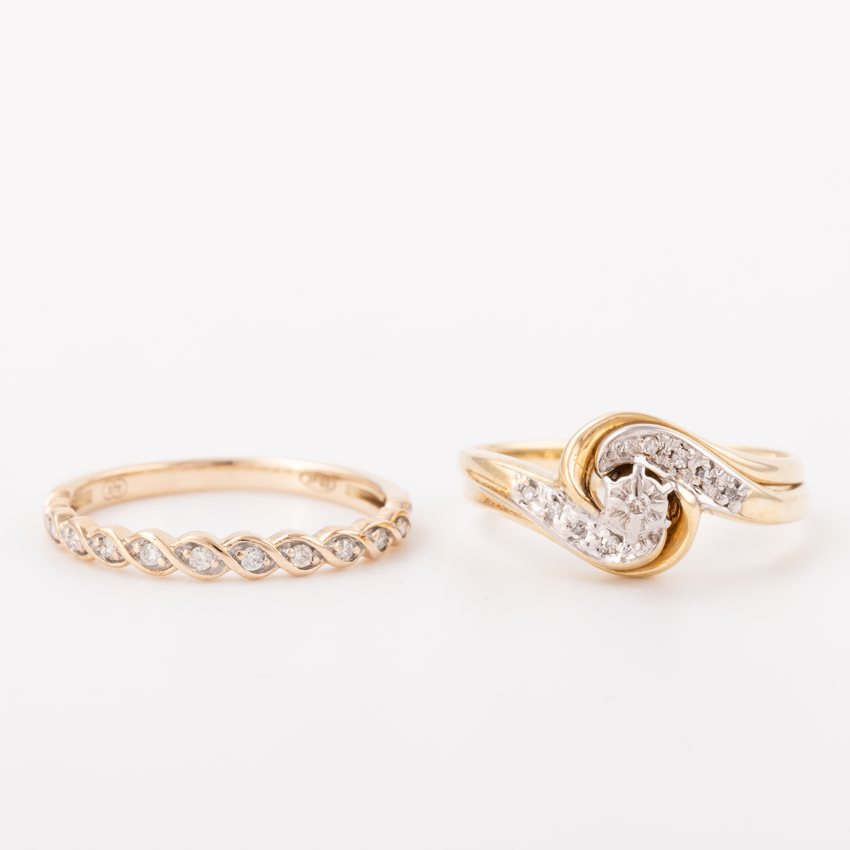 Two 9ct Gold Diamond Rings