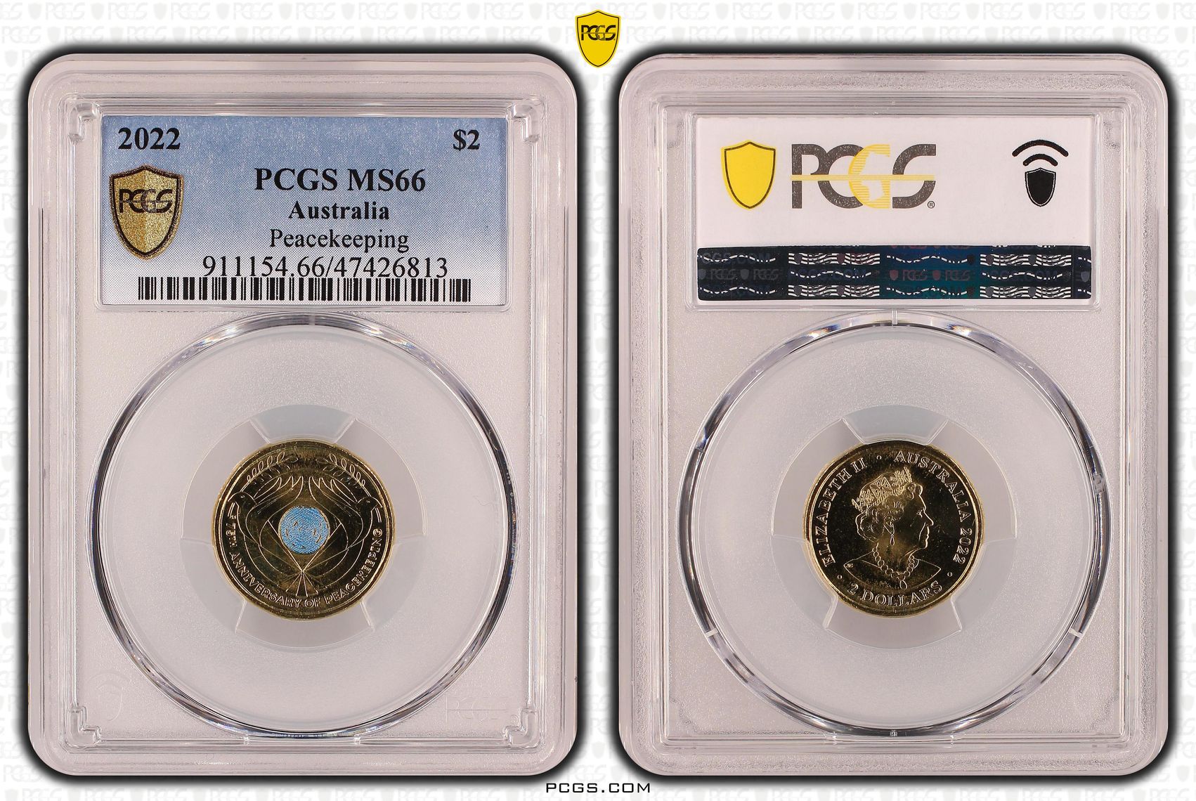 Elizabeth II, Peacekeeping, Two Dollar, 2022, PCGS MS66