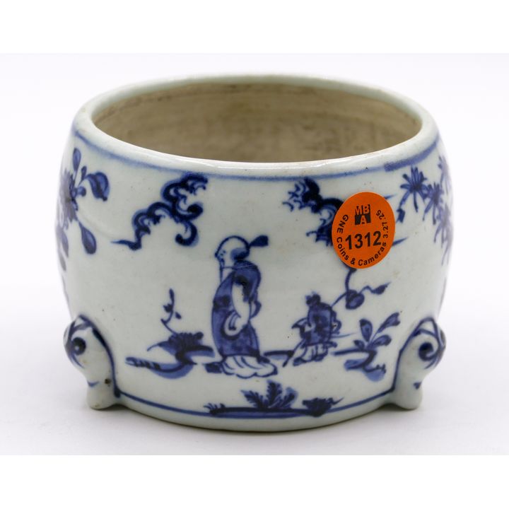 Old Chinese Blue & White Porcelain Censer 3''x4''