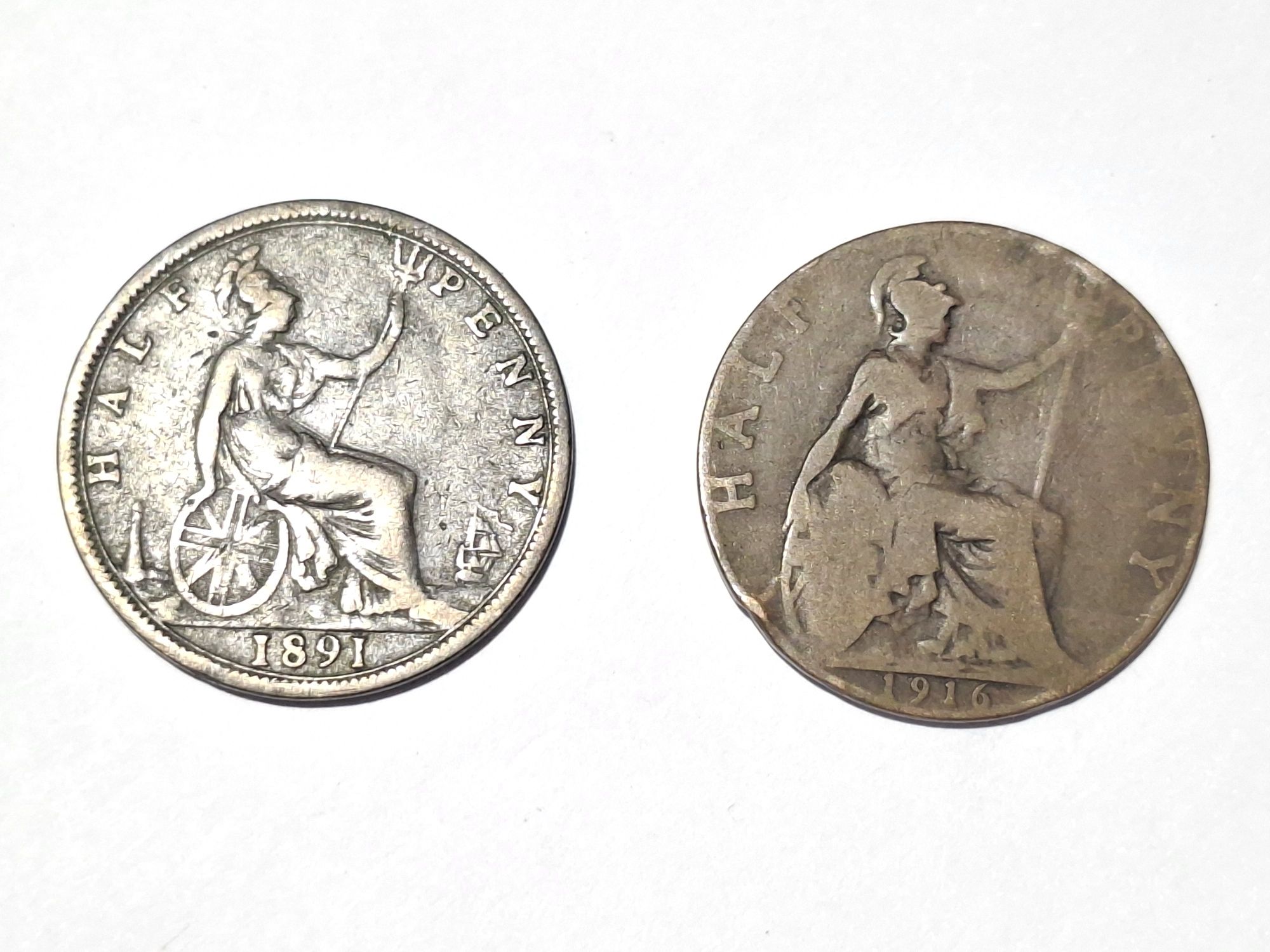 1891 And 1916 British Half Pennies