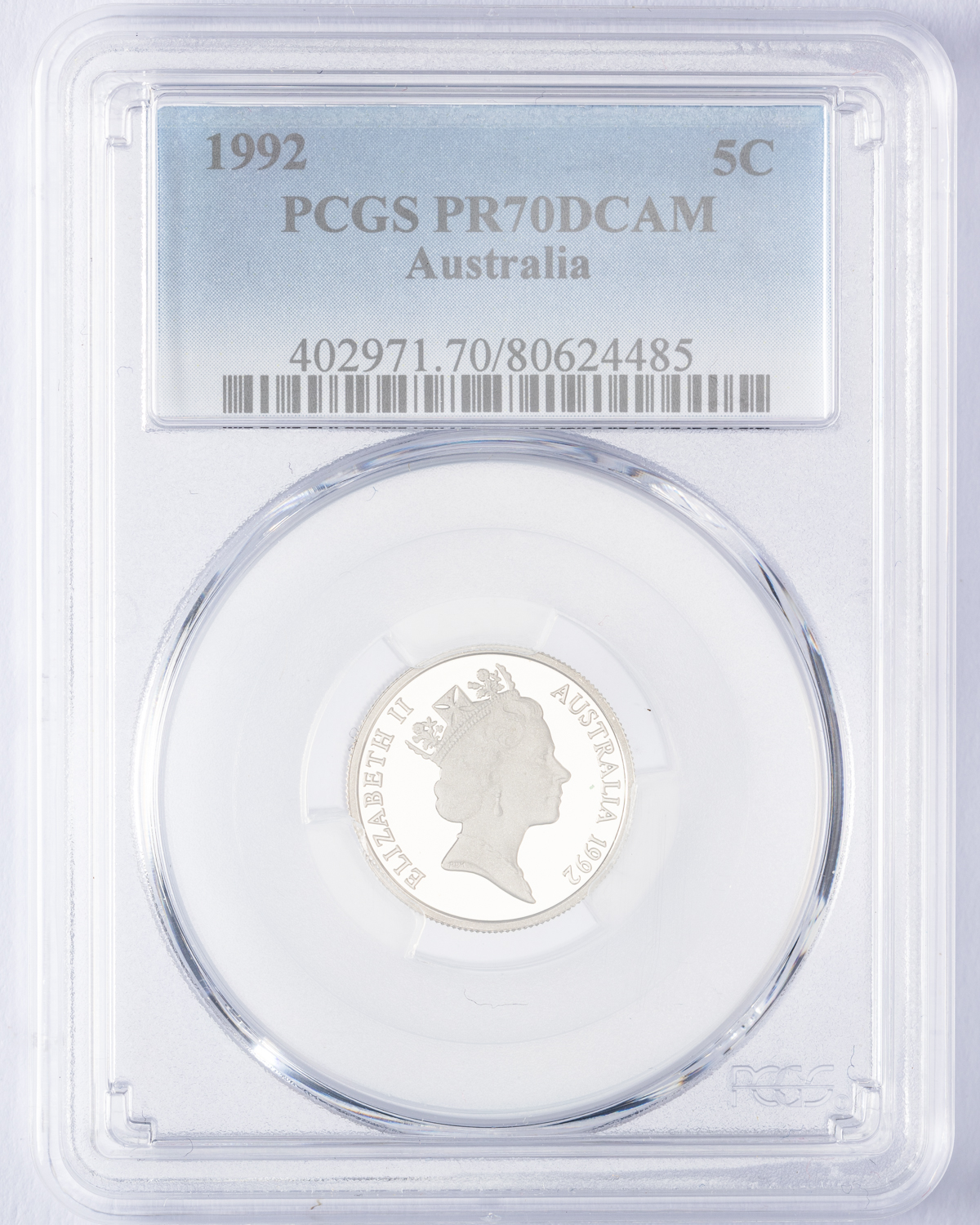 Elizabeth II, Five Cent, 1992, PCGS PR70DCAM