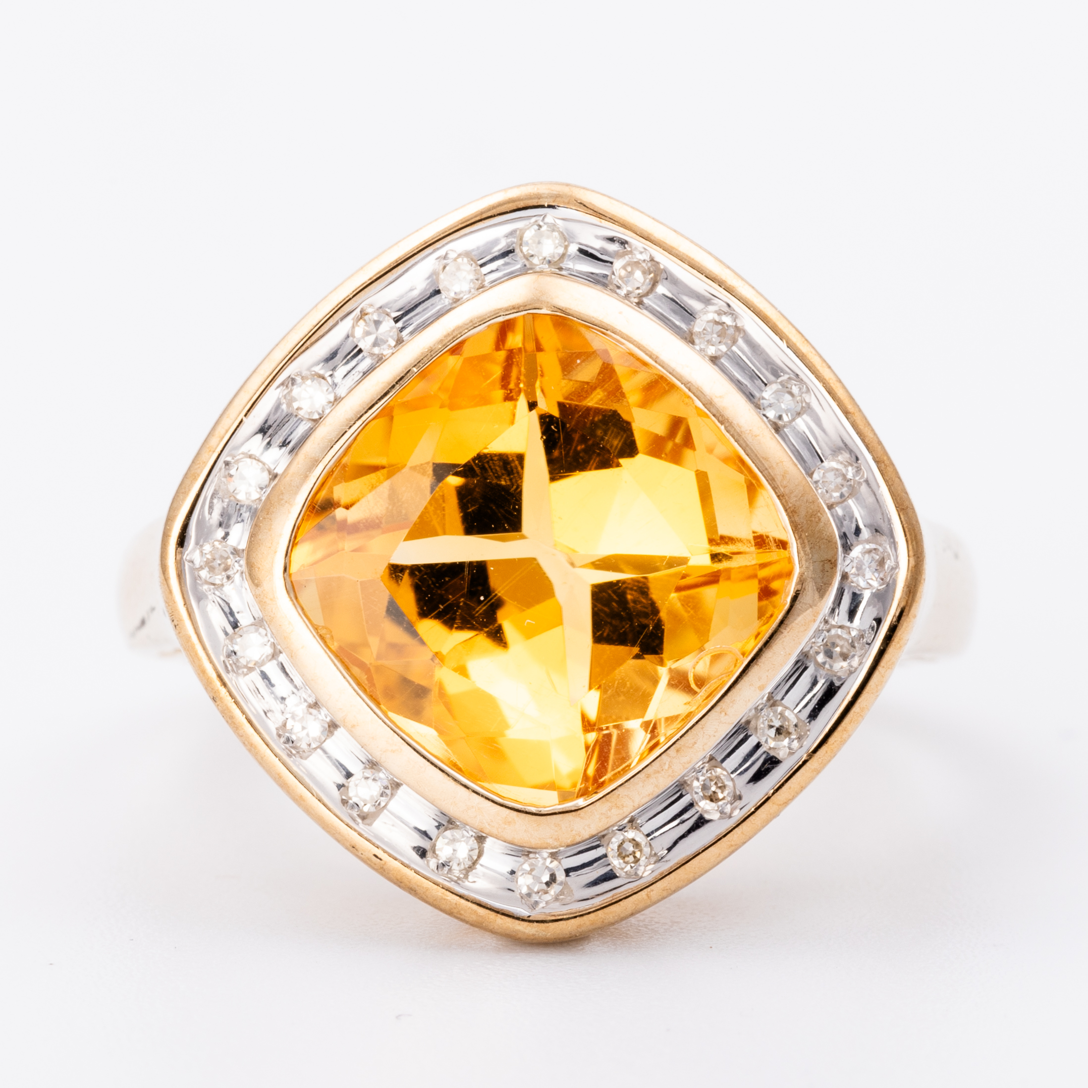 Citrine & Diamond Ring 9ct Gold