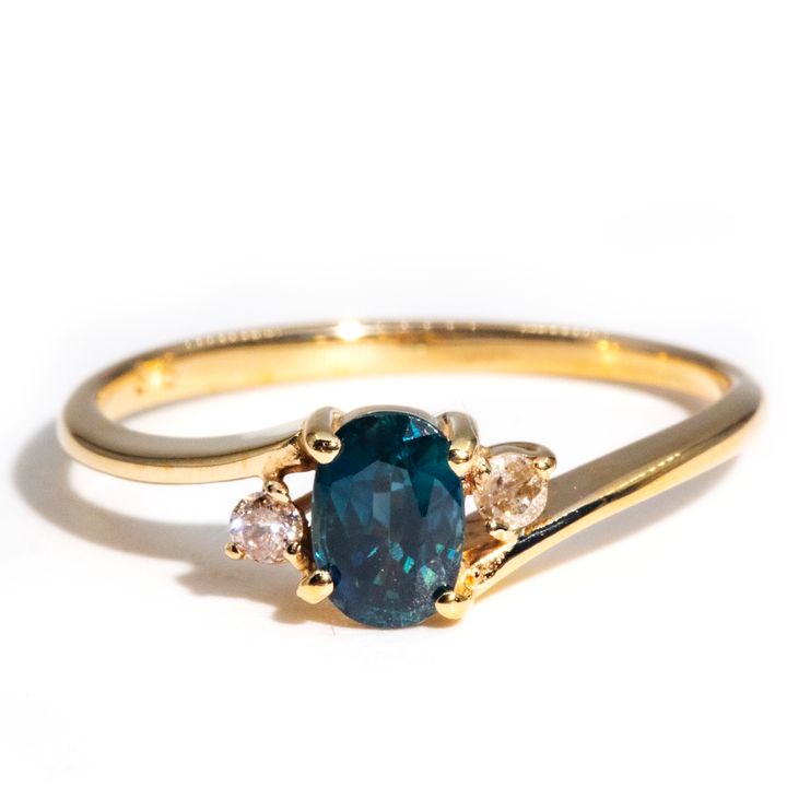 Blue Sapphire & Diamond 9 Carat Gold Ring