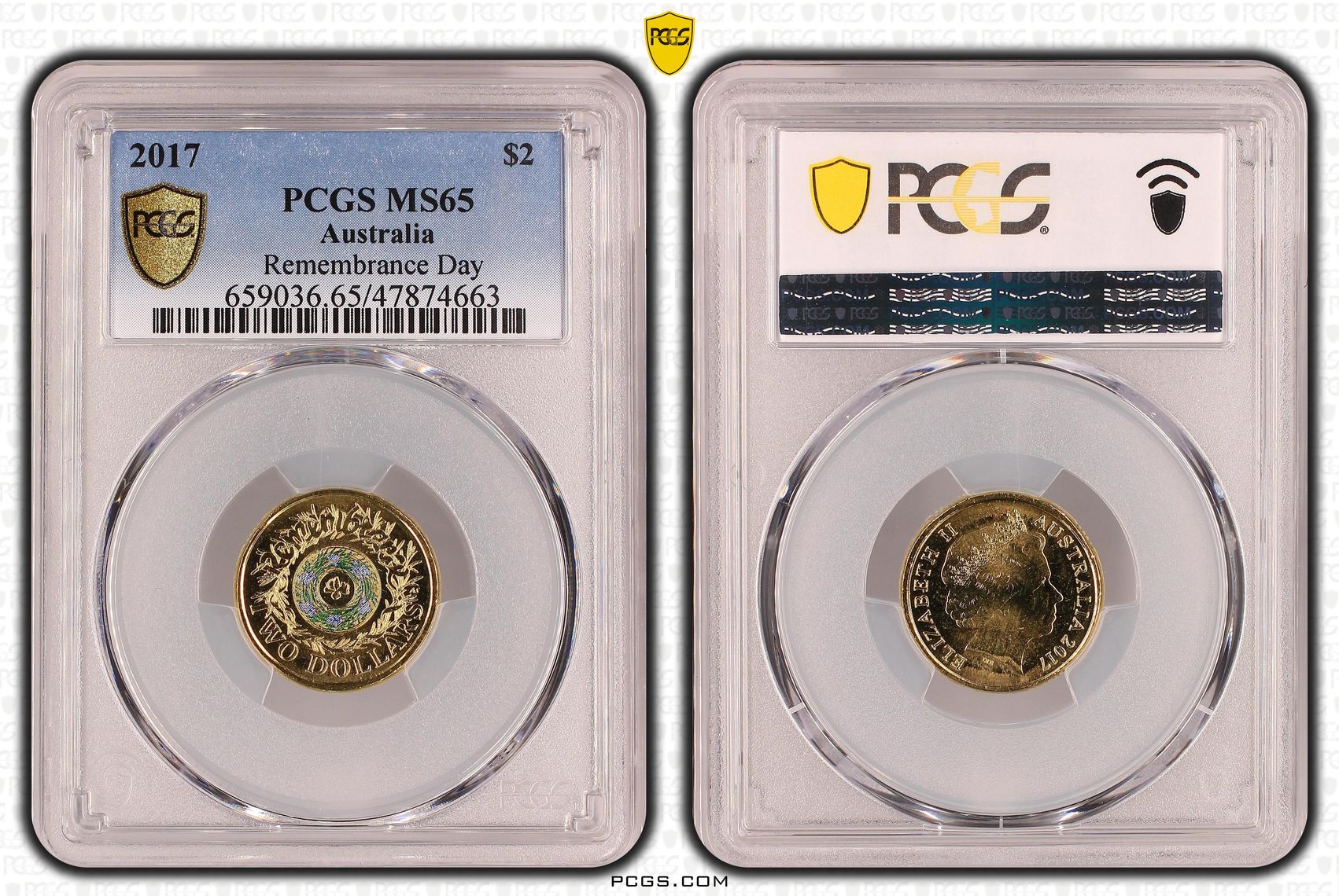 Elizabeth II, Remembrance Day, Two Dollar, 2017, PCGS MS65