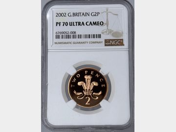 2002 ELIZABETH II PROOF GOLD 2 PENCE PF70 UCAM TOP POP!