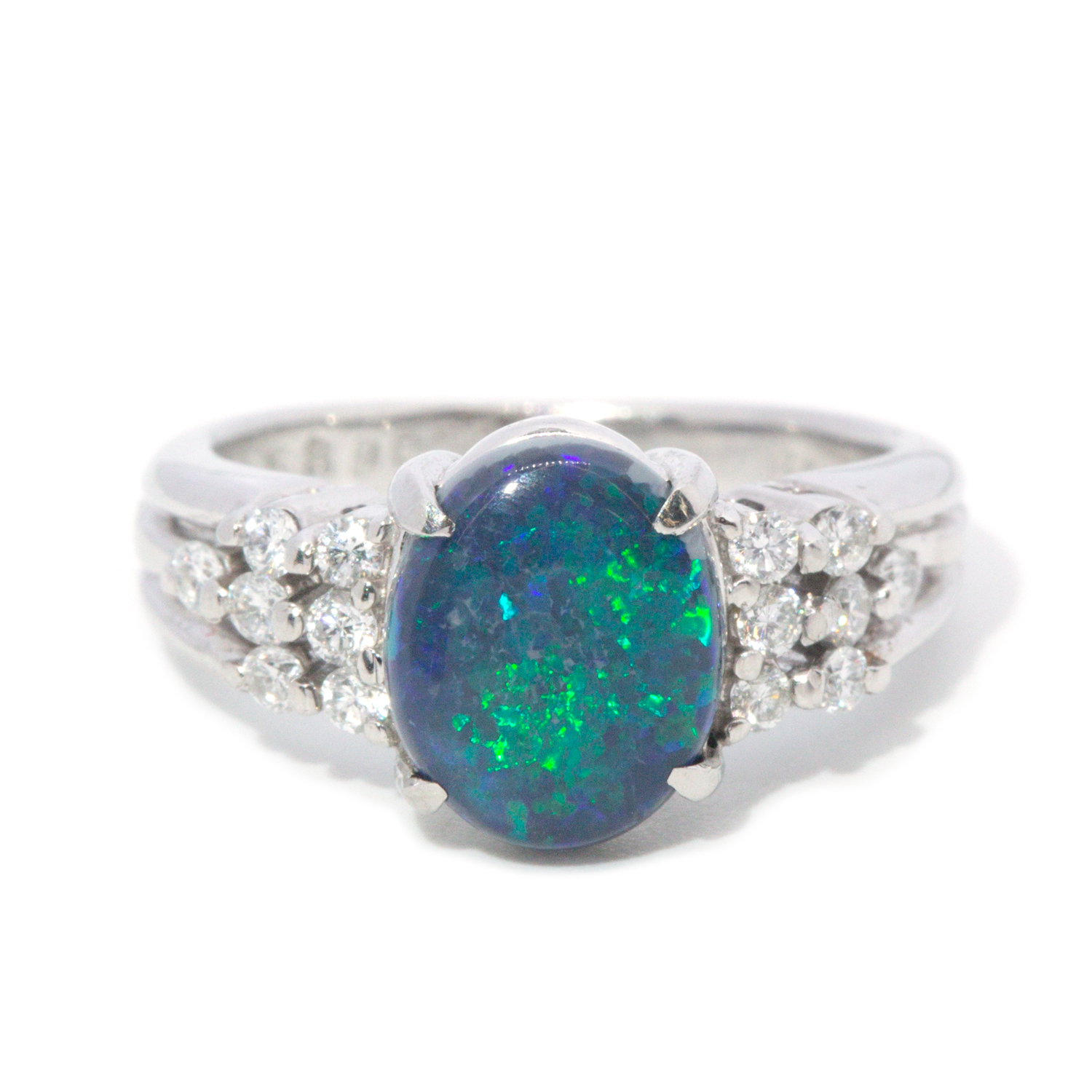 Platinum Opal & Diamond Ring