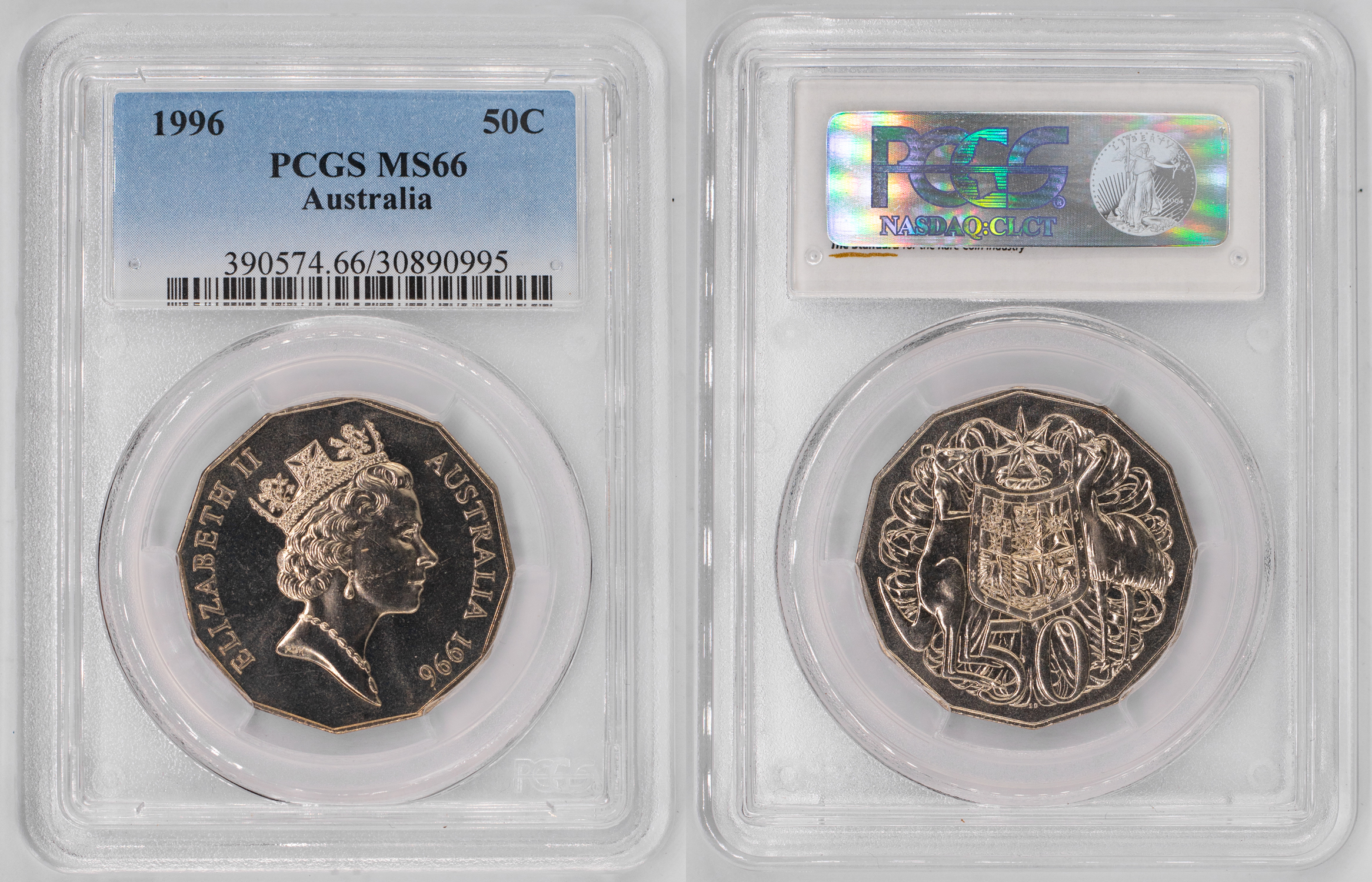 Elizabeth II, Fifty Cent, 1996, PCGS MS66