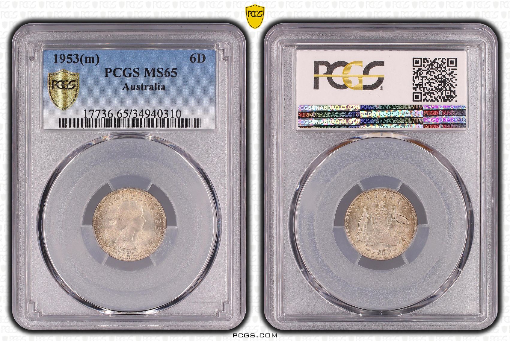Elizabeth II, Sixpence, 1953(m), PCGS MS65