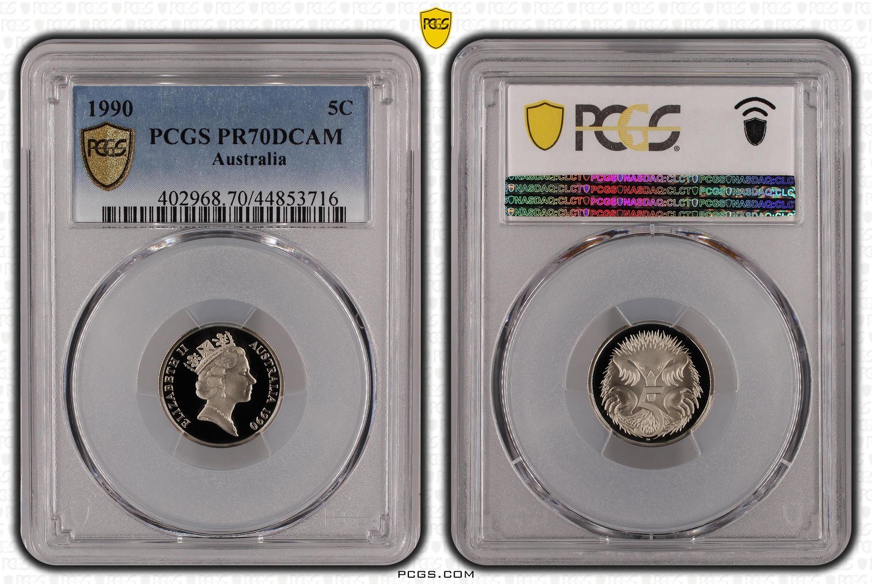 392 · 1990 Australia Five Cent, 5c PCGS - PR70DCAM POP 27/0 -716