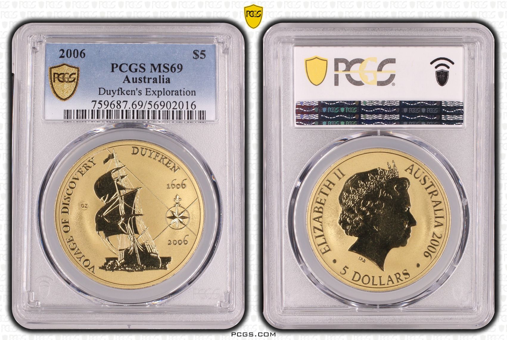 Duyfken's Exploration, Five Dollar, 2006, PCGS MS69