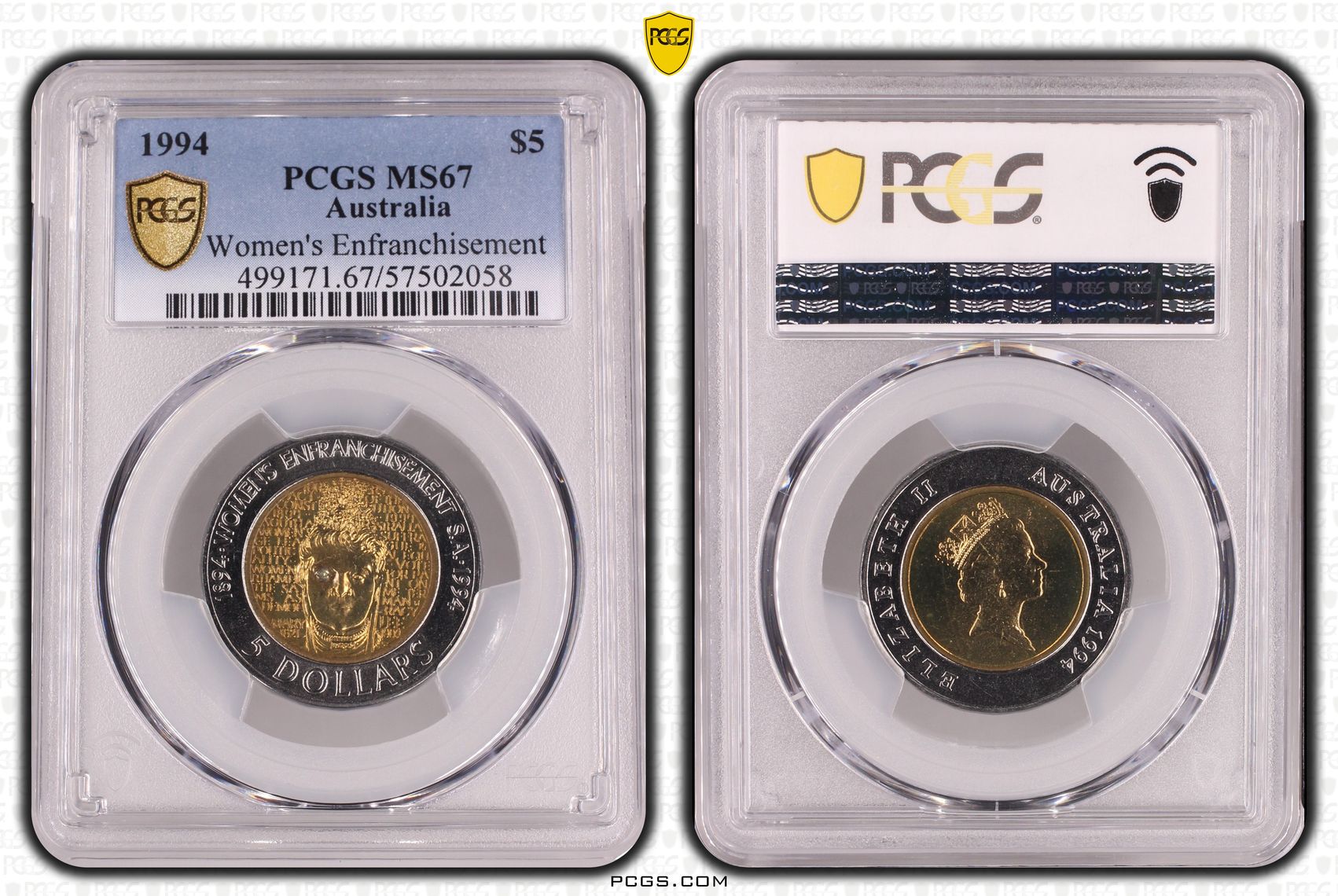 Women's Enfranchisement, Five Dollar, 1994, PCGS MS67