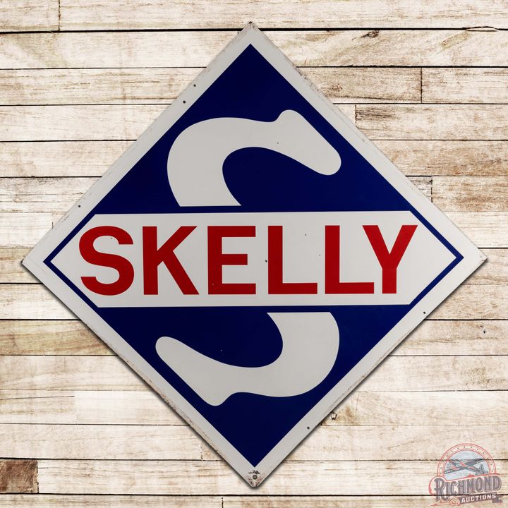 Skelly Gasoline 7' Double Sided Porcelain ID Logo Sign