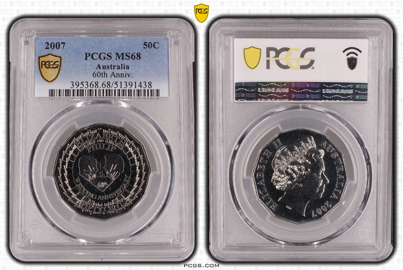 60th Anniv., Fifty Cent, 2007, PCGS MS68