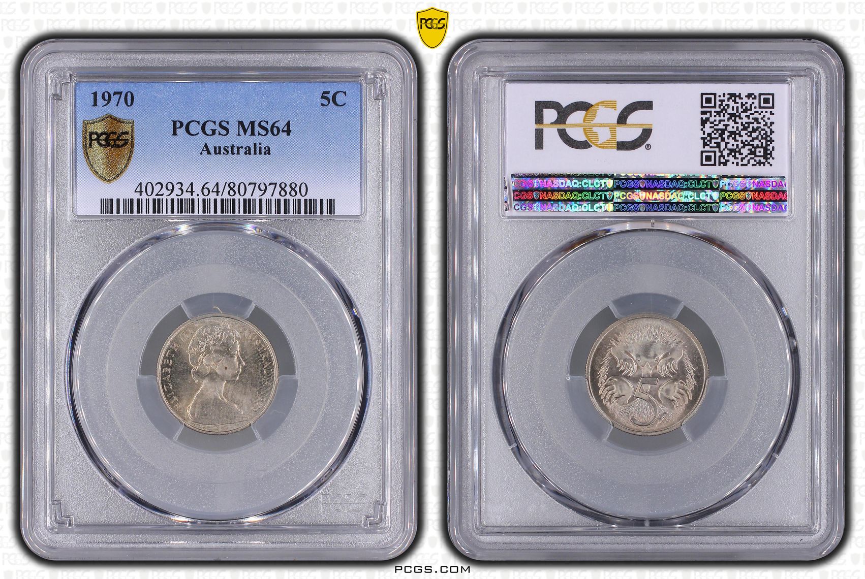 142 · Elizabeth II,  , Five Cent, 1970, PCGS MS64
