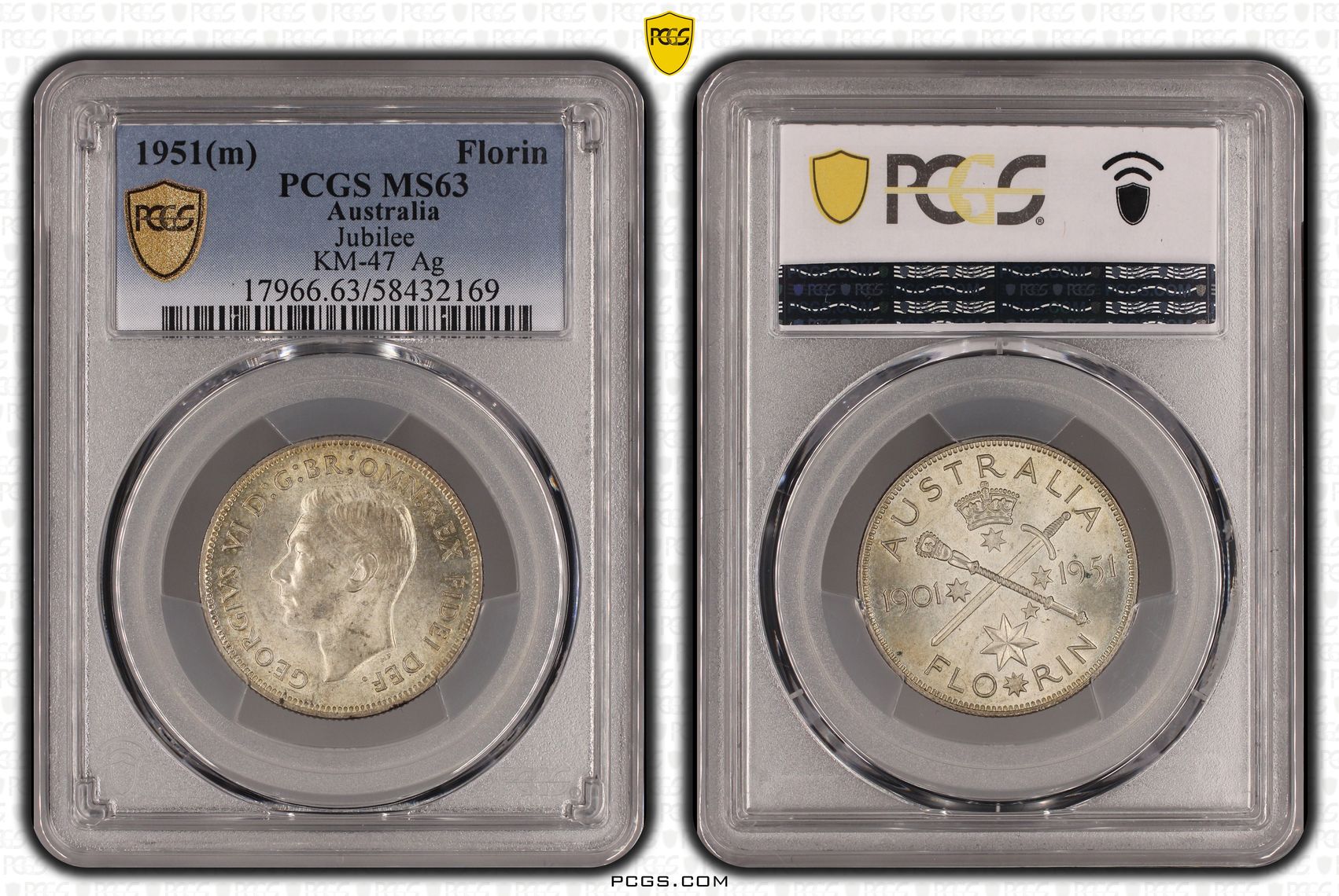 George VI, Jubilee, Florin, 1951, PCGS MS63