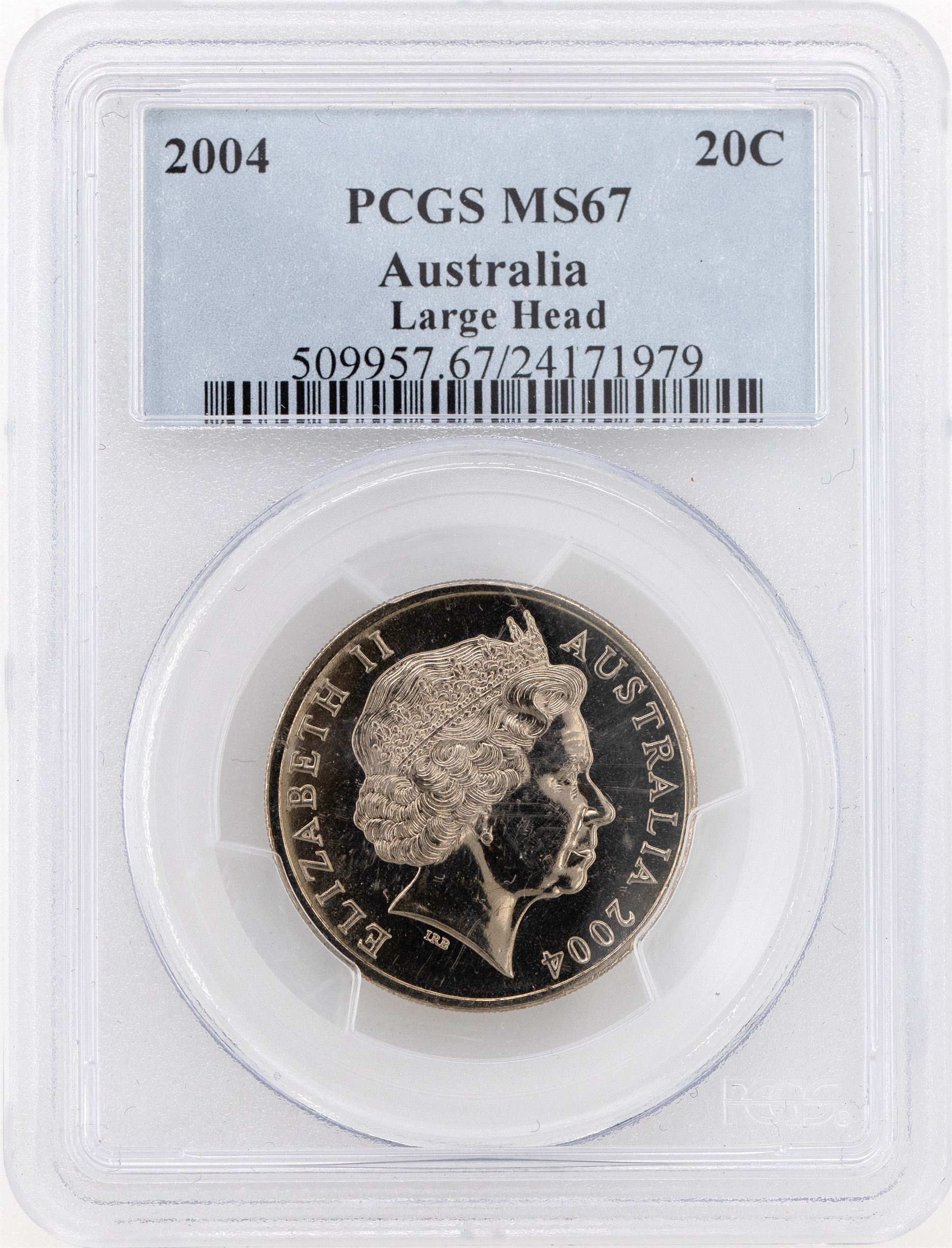 2004 Australia Twenty Cent, 20c Large Head PCGS - MS67 -979
