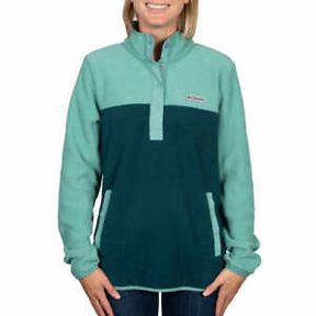 COLUMBIA LADIES' SNAP FLEECE PULLOVER COMFORT STRETCH HAND POCKETS SZ MED
