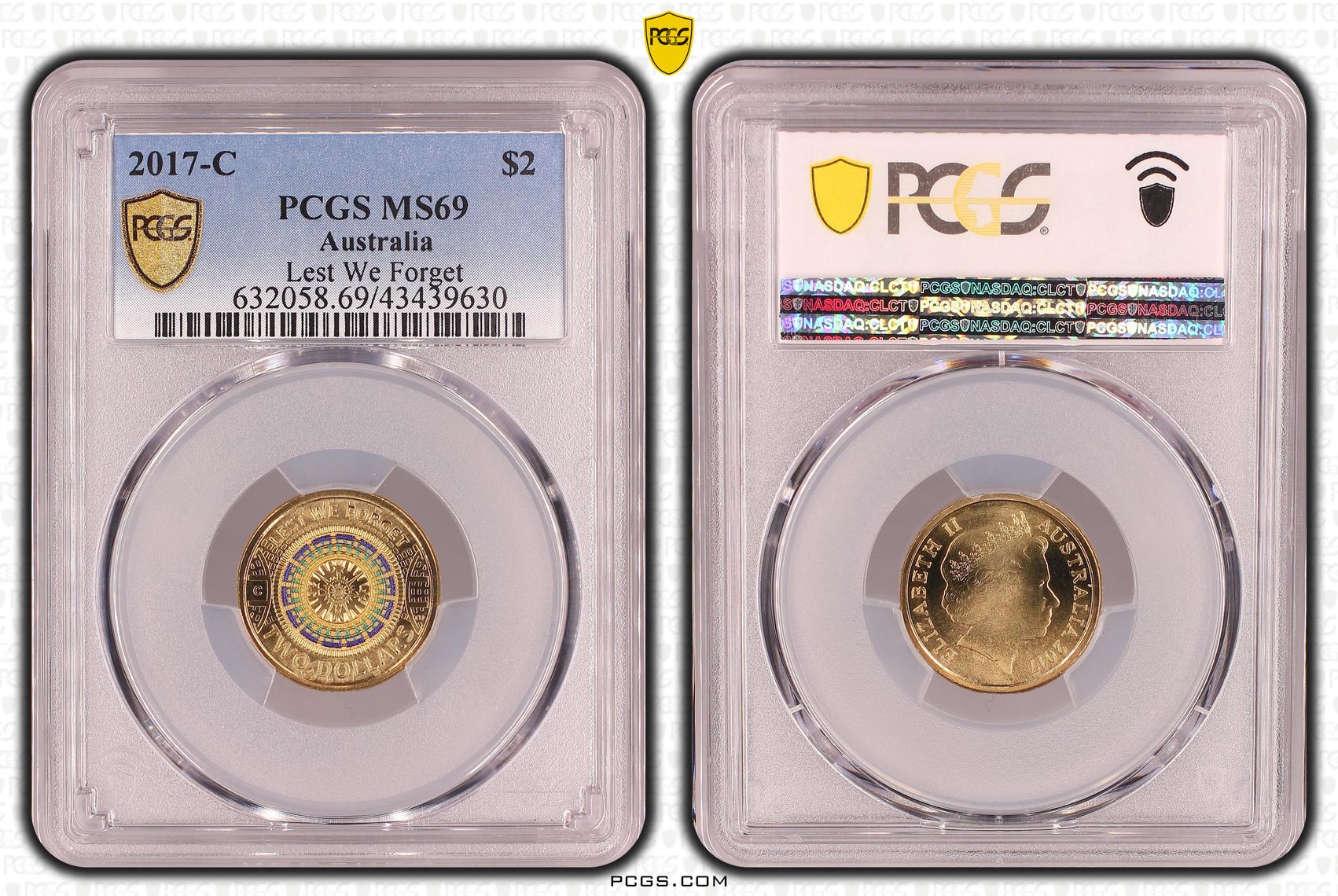 Elizabeth II, Lest We Forget, Two Dollar, MS69 , 2017-C