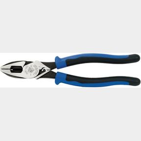 9-INCH KLEIN TOOLS J2000-9NECRTP SIDE CUTTER LINEMANS PLIERS WITH TAPE PULLING AND WIRE CRIMPING, HIGH LEVERAGE, 9-INCH