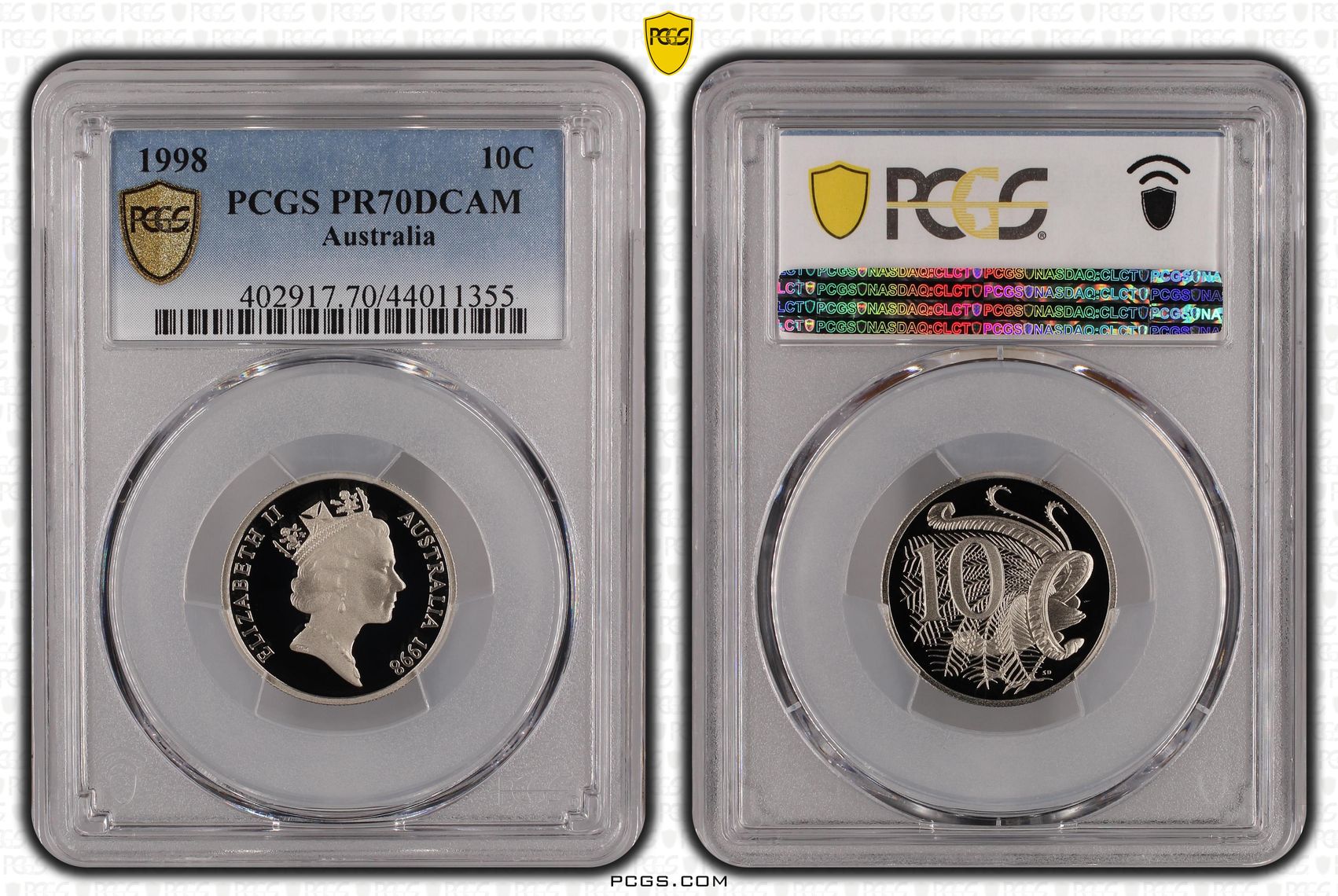 1998 Australia Ten Cent, 10c PCGS - PR70DCAM POP 20/0 -355