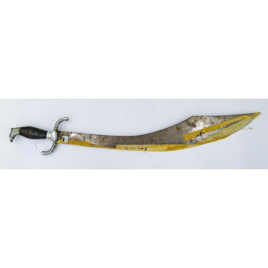 Old Mexican Scimitar Sword with Engraved Blade 28''