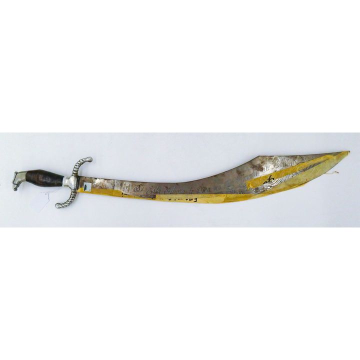Old Mexican Scimitar Sword with Engraved Blade 28''