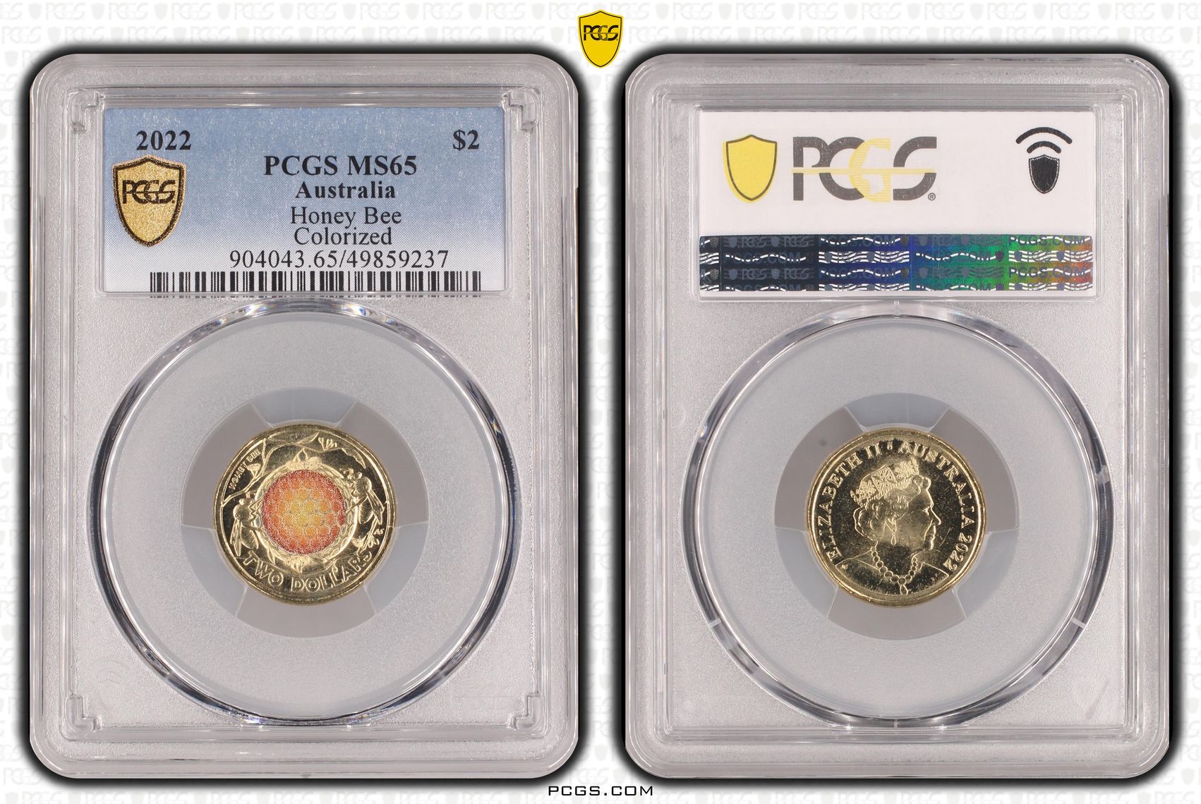 Honey Bee Colorized , Two Dollar, 2022, PCGS MS65
