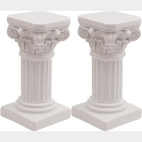 SAIHISDAY 2PCS WHITE ROMAN PILLAR STATUES GREEK COLUMNS CANDLE HOLDER MINI ROMAN PILLAR GREEK COLUMNS MINI RESIN DECORATIONS FOR W