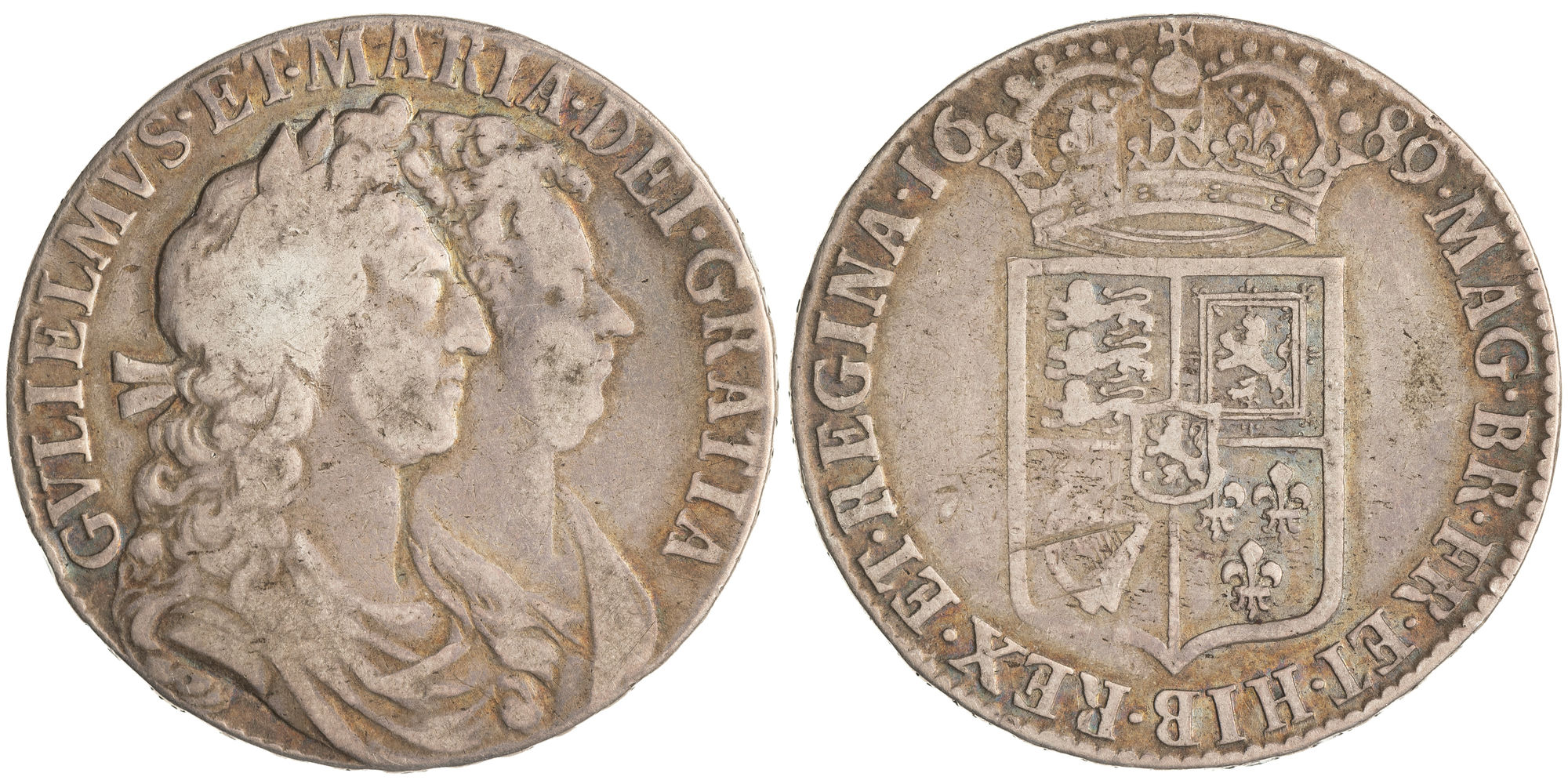 Great Britain, William & Mary, First Busts, Halfcrown, 1689, aFine