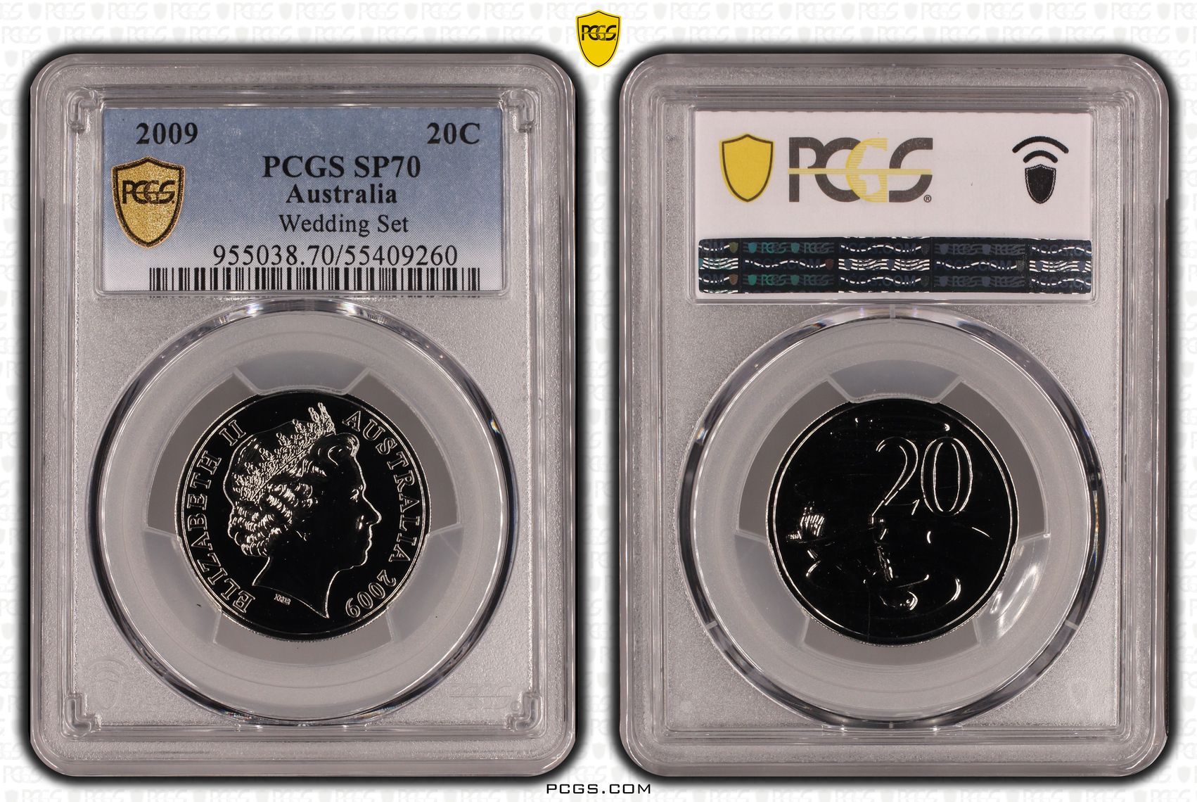 175 · Wedding Set, POP 1/0, Twenty Cent, 2009, PCGS SP70