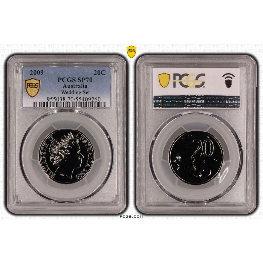 Wedding Set, POP 1/0, Twenty Cent, 2009, PCGS SP70