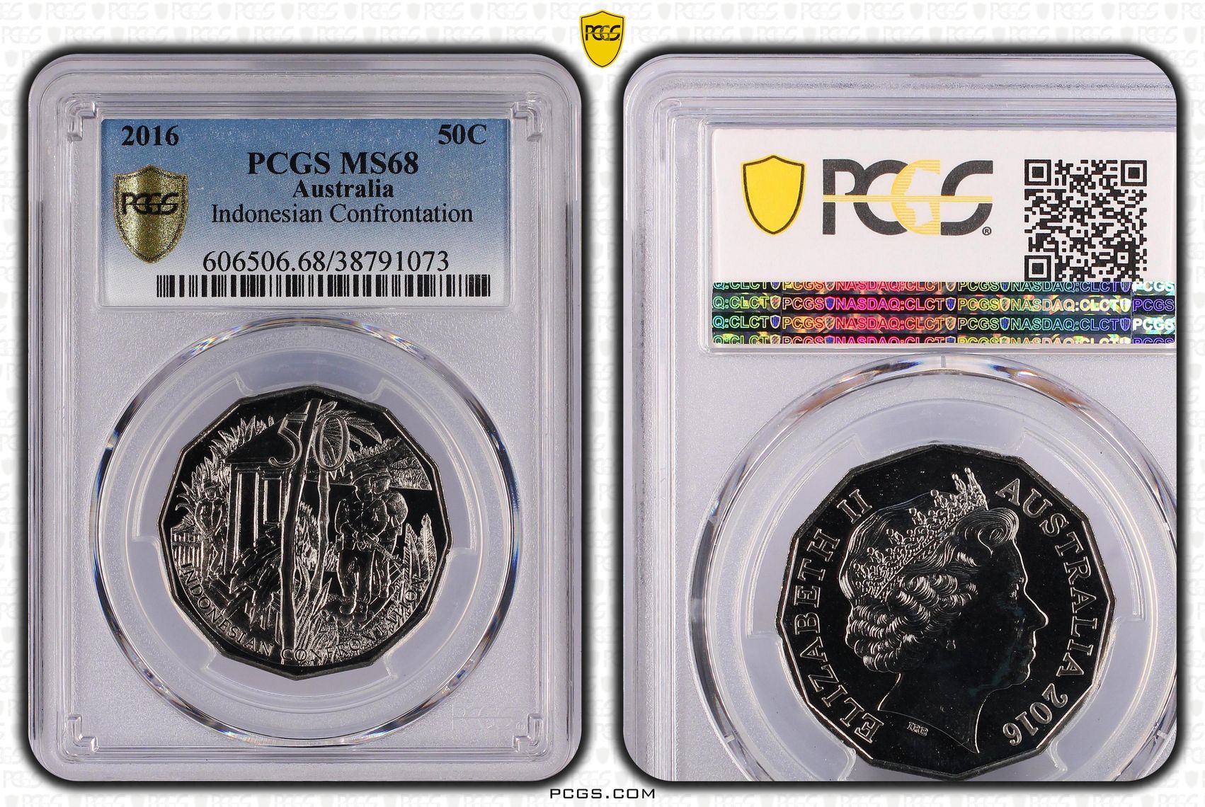 2016 Australia Fifty Cent, 50c Indonesian Confrontation PCGS - MS68 -073
