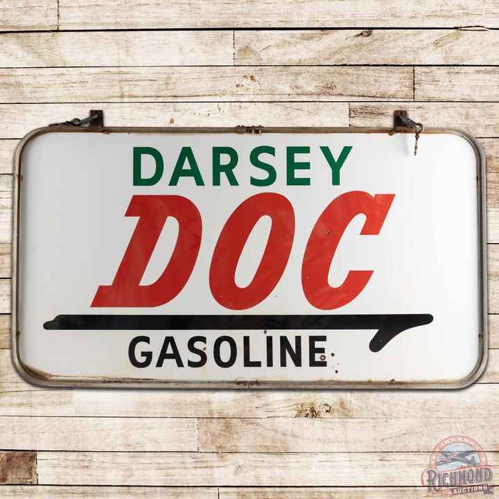 Scarce Darsey Doc Gasoline 7' ID Sign w/ Frame